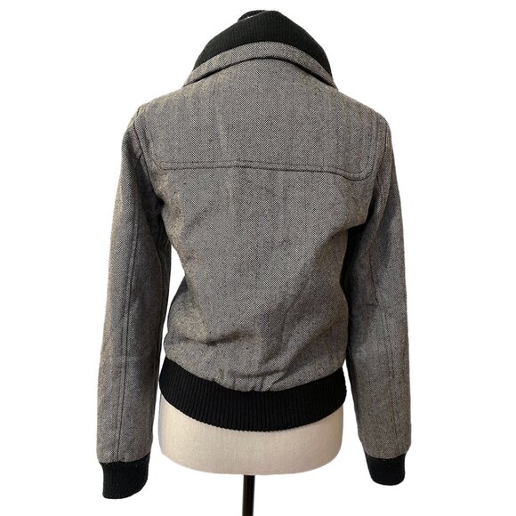 Heritage 1981 Bomber Jacket | Y2K Herringbone Wool Blend, Toggle Closures - Picture 2 of 8